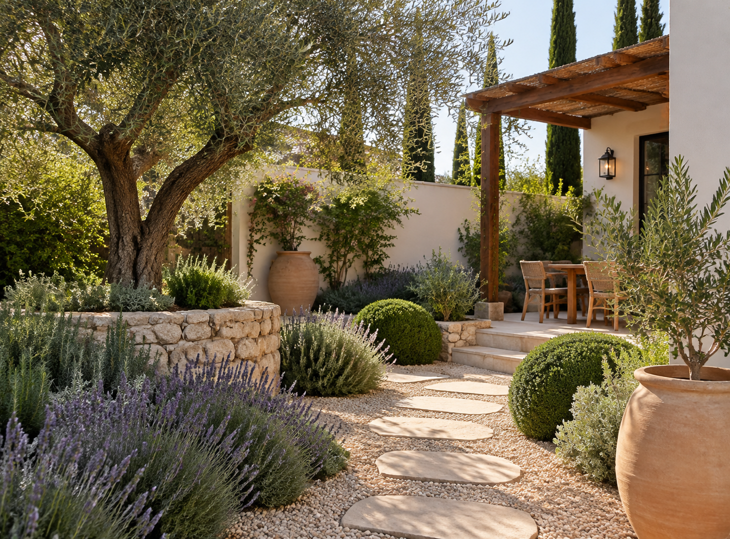 Projeto de jardim mediterrâneo