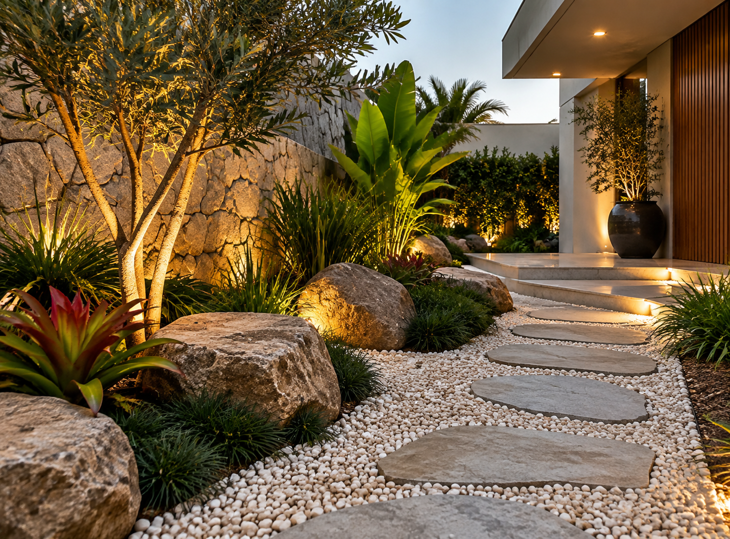Projeto de jardim com pedras ornamentais